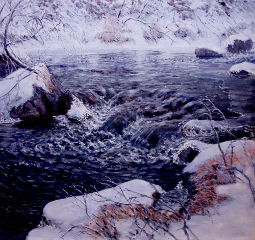  David Rosenthal Oil Painting Cordova Alaska Winter Stream